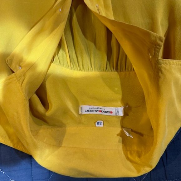 Vintage 80's YVES SAINT LAURENT Rive Gauche Silk Blouse Sz 38 Marigold - Picture 10 of 10